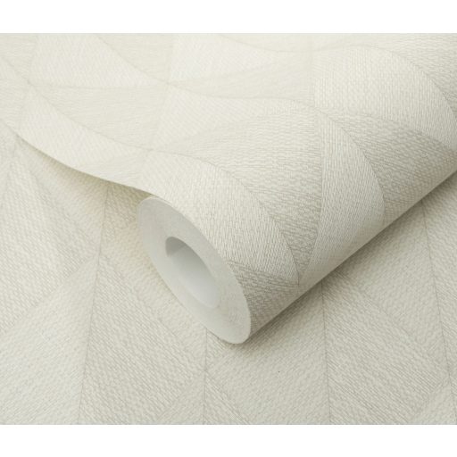 Változatos szőtt textúrájú rombuszokból épülő geometriai minta tejeskávé krémszín és elefántcsont tónus tapéta