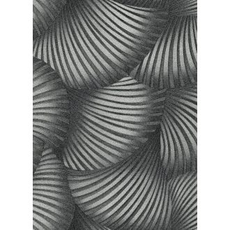   Ívelt sávokból építkező mozgás illúziót keltő dinamikus 3D minta szürke és ezüst tónus fémes hatás tapéta