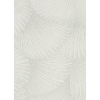   Ívelt sávokból építkező mozgás illúziót keltő dinamikus 3D minta krém/krémfehér eleféntcsont és ezüst tónus fémes hatás tapéta