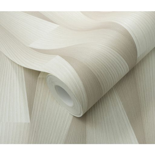 Extrém háromdimenziós hatású térbeli elemek hipnotikus mintája krém finom bézs és szürke tónus fémes hatás tapéta