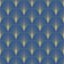 "Klasszikus" Art deco design - Elegáns legyezőminta (palmetta) arany ívekkel tengerkék és arany tónus fémes hatás tapéta