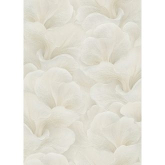   Finoman hullámzó és lágyan fodrozódó selymes stilizált virágszirmok krémes bézs és krémfehér tónus finom fény tapéta