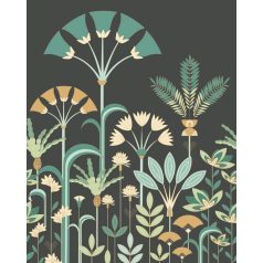   Növényi és geometriai motívumok tökéletes ötvözete Art deco stílusban "M" fekete bézs zöld és aranybarna tónus falpanel