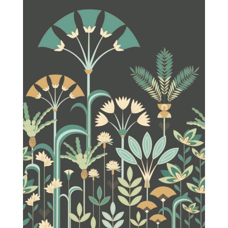Növényi és geometriai motívumok tökéletes ötvözete Art deco stílusban "L" fekete bézs zöld és aranybarna tónus falpanel