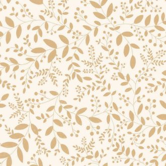   Könnyed és friss lombozat/levél "mikro"minta krémszín és arany/aranybarna tónus tapéta