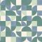 Vidám geometriai minta hangulatos tónusban retro érzettel krémfehér kék zöld és vízzöld tónus tapéta