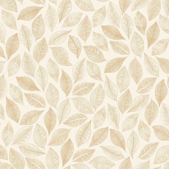   Valóságos növényi falfestmény vagy levélszőnyeg metszett minta fehér és arany/aranybarna tónus tapéta