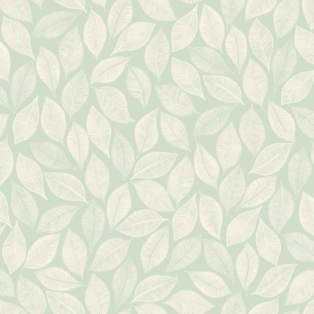 Valóságos növényi falfestmény vagy levélszőnyeg metszett minta vízzöld és fehér tónus tapéta