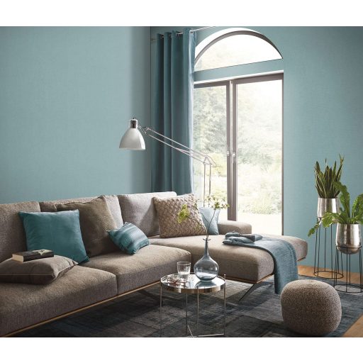 Finom és természetes vászonstruktúra egyszínű minta pasztell zöld/lágy tengerzöld tónus tapéta