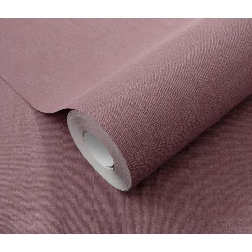 Finom és természetes vászonstruktúra egyszínű minta mályva/porrózsaszín tónus tapéta