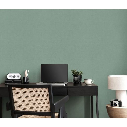 Finom és természetes vászonstruktúra egyszínű minta pasztell zöld/türkizzöld tónus tapéta