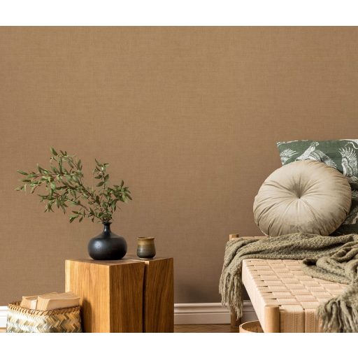 Finom és természetes vászonstruktúra egyszínű minta meleg barna tónus tapéta