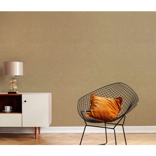 Finom és természetes vászonstruktúra egyszínű minta világosbarna/aranybarna tónus tapéta