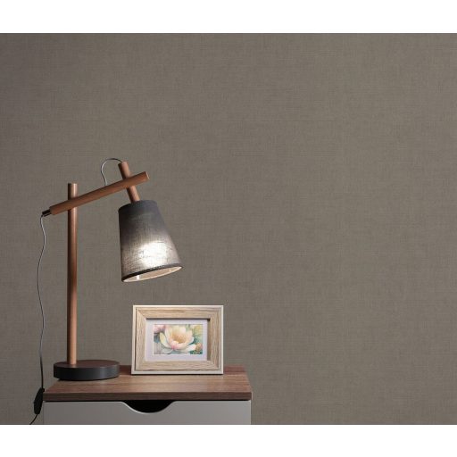 Finom és természetes vászonstruktúra egyszínű minta meleg szürke/szürkésbarna tónus tapéta