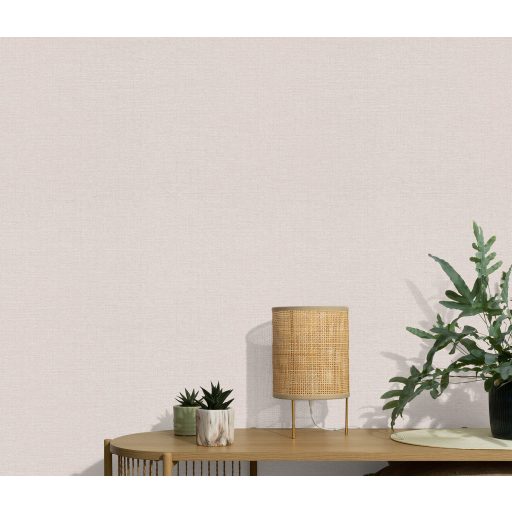 Homogén és részletgazdag egyszínű keresztirányú szövésminta halvány púderes rózsaszín tónus tapéta
