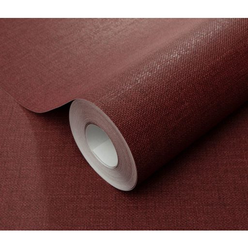 Homogén és részletgazdag egyszínű keresztirányú szövésminta sötét borvörös tónus tapéta