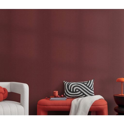 Homogén és részletgazdag egyszínű keresztirányú szövésminta sötét borvörös tónus tapéta