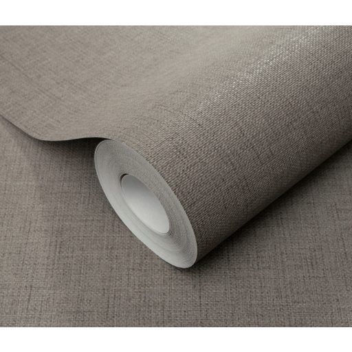 Homogén és részletgazdag egyszínű keresztirányú szövésminta szürkésbarna tónus tapéta