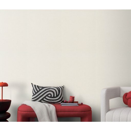 Homogén és részletgazdag egyszínű keresztirányú szövésminta krém/krémfehér tónus tapéta