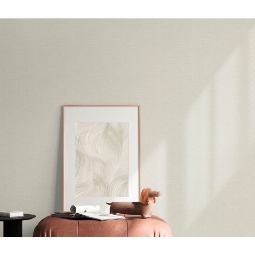 Homogén és részletgazdag egyszínű keresztirányú szövésminta halvány szürkésbézs/vajszín tónus tapéta