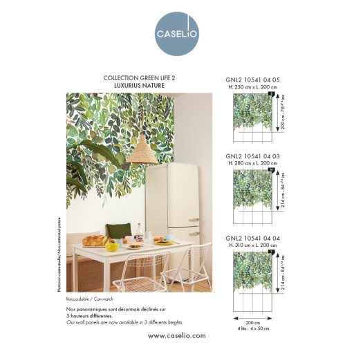 Változatos (szoba)növények levelei a zöld széles palettáján "M" méret fehér zöld sárgászöld és szürke tónus falpanel