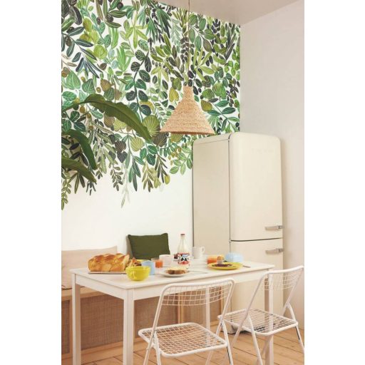 Változatos (szoba)növények levelei a zöld széles palettáján "L" méret fehér zöld sárgászöld és szürke tónus falpanel