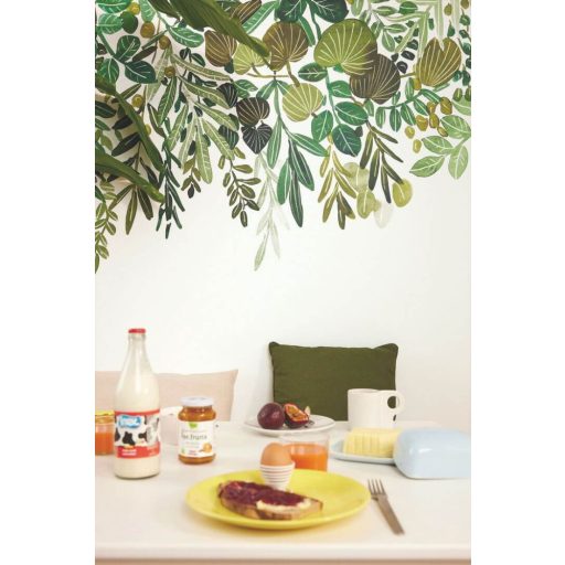 Változatos (szoba)növények levelei a zöld széles palettáján "L" méret fehér zöld sárgászöld és szürke tónus falpanel