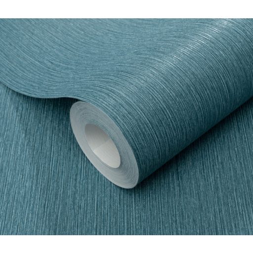 Finom függőleges vonalvezetésű barázdák - egyszínű texturált minta kék/türkizkék tónus finom fény tapéta