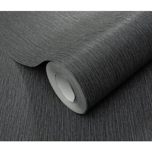 Finom függőleges vonalvezetésű barázdák - egyszínű texturált minta sötétszürke/antracit és ezüst tónus finom fény tapéta