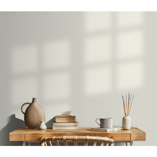 Finom függőleges vonalvezetésű barázdák - egyszínű texturált minta krém/világos törtbézs tónus finom fény tapéta