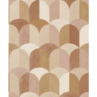   Mediterrán csempékre emlékeztető geometrikus minta krém bézs terrakotta és sokszínű tónus tapéta