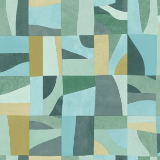   Dél-Franciaország íze! Absztrakt geometriai design vagy kortárs mozaik zöld óceánkék és sokszínű tónus tapéta