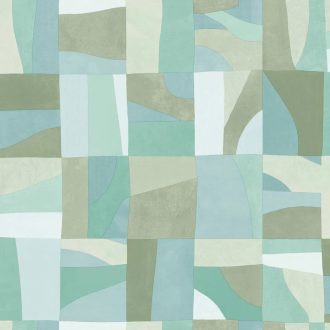   Dél-Franciaország íze! Absztrakt geometriai design vagy kortárs mozaik fehér vízzöld világoskék bézs és kék tónus tapéta