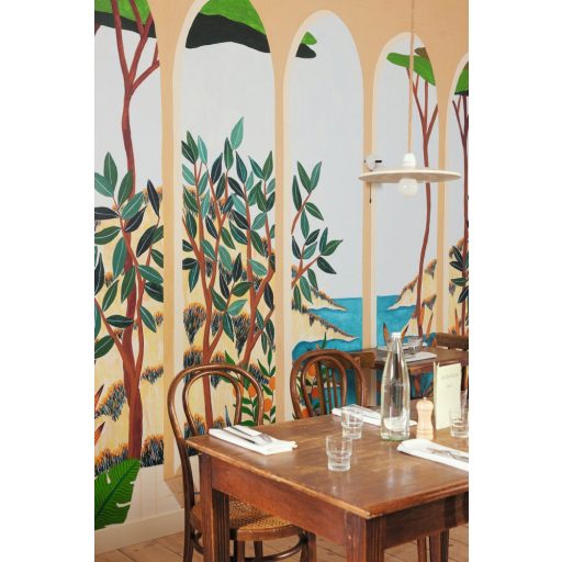 A Cote d' Azur egy festői öble az árkád alól "S" méret fehér bézs zöld és sokszínű tónus falpanel