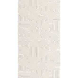   Ékszer a dobozban! Barázdált vonalak lágy íveket görbéket alkotó 3D grafikus retromintája fehér bézs és egérszürke tónus tapéta