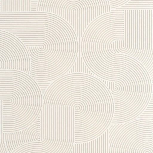 Ékszer a dobozban! Barázdált vonalak lágy íveket görbéket alkotó 3D grafikus retromintája fehér bézs és egérszürke tónus tapéta