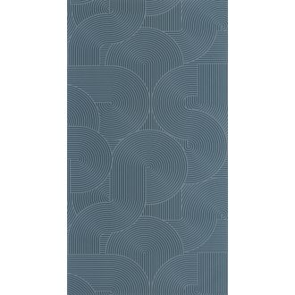   Ékszer a dobozban! Barázdált vonalak lágy íveket görbéket alkotó 3D grafikus retromintája világoskék és kék tónus tapéta