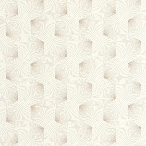 Fényes csiilag az Art decoban! Ismétlődő nyitott trapézok sarokból szóródó csillogó szálakkal fehér egérszürke és ezüst fémes hatás tapéta