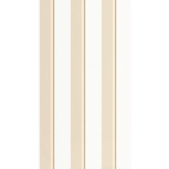   Modern és stílusos három árnyalatot kombináló 3D csíkos minta fehér bézs krémes bézs és arany tónus fémes hatás tapéta