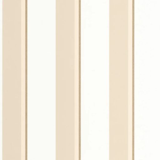 Modern és stílusos három árnyalatot kombináló 3D csíkos minta fehér bézs krémes bézs és arany tónus fémes hatás tapéta