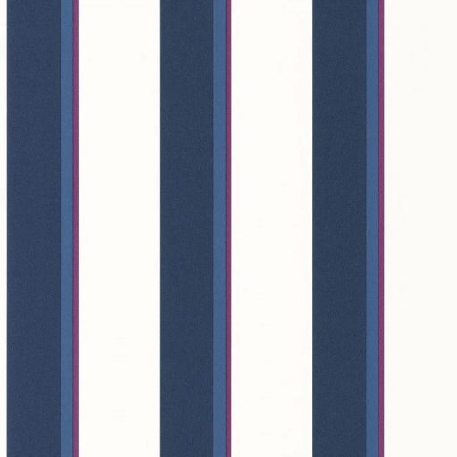 Modern és stílusos három árnyalatot kombináló 3D csíkos minta fehér kék padlizsánlila és sötétkék tónus tapéta