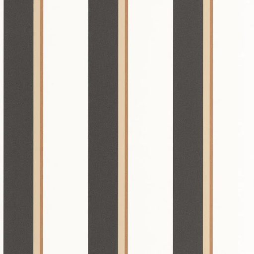 Modern és stílusos három árnyalatot kombináló 3D csíkos minta fehér bézs antracit és vörösréz tónus fémes hatás tapéta