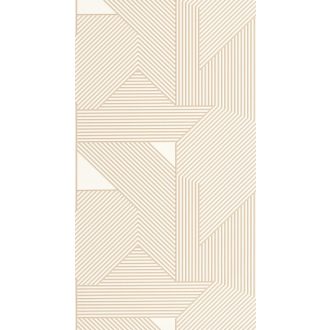   Dinamikus szinte mozgó vonalak jellegzetes geometriai mintája krémfehér bézs és arany tónus fémes hatás tapéta