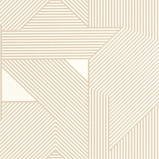 Dinamikus szinte mozgó vonalak jellegzetes geometriai mintája krémfehér bézs és arany tónus fémes hatás tapéta