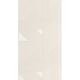   Dinamikus szinte mozgó vonalak jellegzetes geometriai mintája törtfehér bézs/szürkésbézs és ezüst tónus fémes hatás tapéta