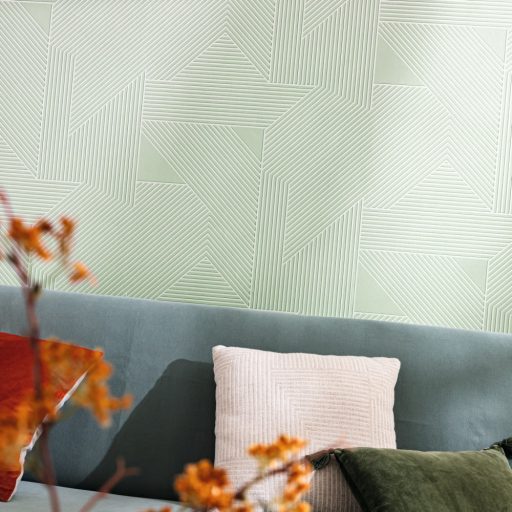 Dinamikus szinte mozgó vonalak jellegzetes geometriai mintája vízzöld fehér és sötétzöld tónus tapéta