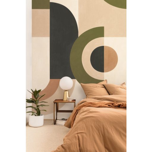 A stílus maga! Geometriai formák ívek körök parádés összjátéka "M" méret krém bézs barna khakizöld és antracit tónus felpanel