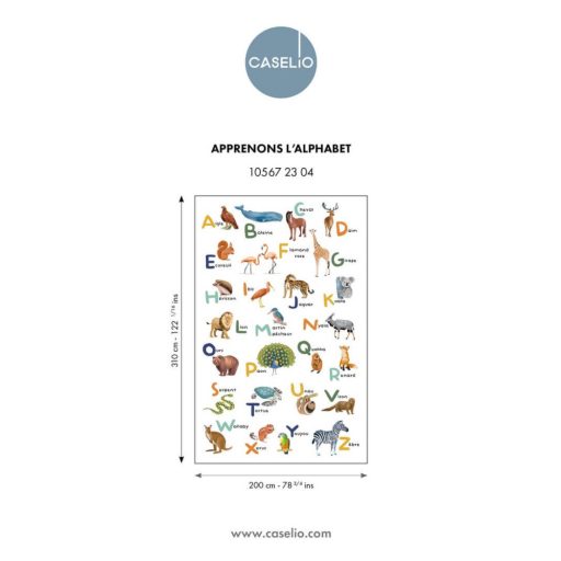 Szórakoztató játékos és színes francia "ABC-s könyv" állati illusztrációkkal "L" méret fehér és sokszínű tónus falpanel