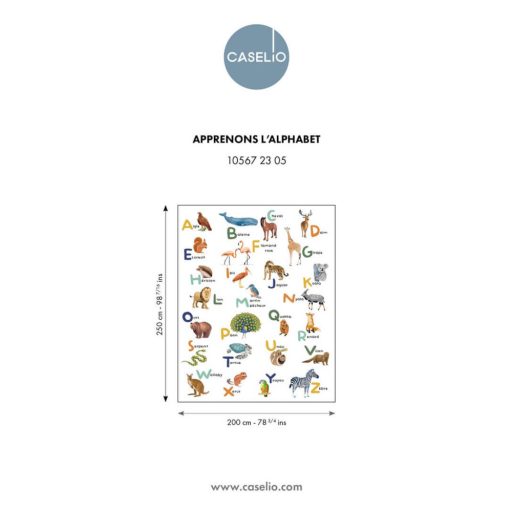 Szórakoztató játékos és színes francia "ABC-s könyv" állati illusztrációkkal "S" méret fehér és sokszínű tónus falpanel