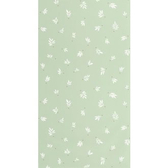   Könnyed és légies finom levélminta mandulazöld fehér és aranybarna tónus gyerektapéta